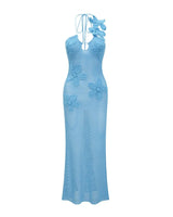 Seaside Bloom Sheer Maxi Cover-Up Turquoise - chic beach wear by Palazzo Couture