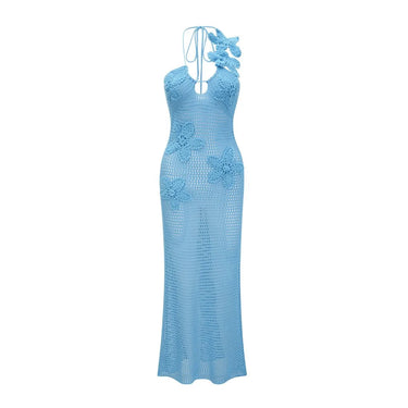 Seaside Bloom Sheer Maxi Cover-Up Turquoise - chic beach wear by Palazzo Couture