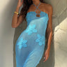 Seaside Bloom Sheer Maxi Cover-Up Turquoise for women - beach cover up by Palazzo Couture