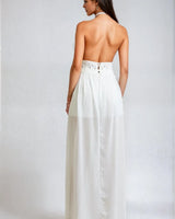 Seaside Blossom Crochet Chiffon Shorts Set – White - chic beach wear by Palazzo Couture