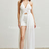 Seaside Blossom Crochet Chiffon Shorts Set – White - Palazzo Couture Online