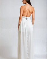 Seaside Blossom Crochet Chiffon Shorts Set – White - Palazzo Couture Online