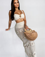 Seaside Charm Crochet Skirt Set (Ivory) - Palazzo Couture Online