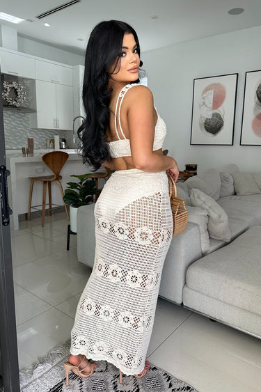 Seaside Charm Crochet Skirt Set (Ivory) - Palazzo Couture Online