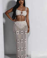 Seaside Charm Crochet 
Skirt Set (Ivory) showing coordinated top and skirt construction