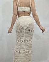 Seaside Charm Crochet 
Skirt Set (Ivory) side view showing skirt silhouette and fit