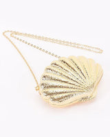 Seaside Glam Metallic Shell Clutch - Gold - women's evening clutch