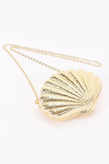 Seaside Glam Metallic Shell Clutch - Gold - women's evening clutch