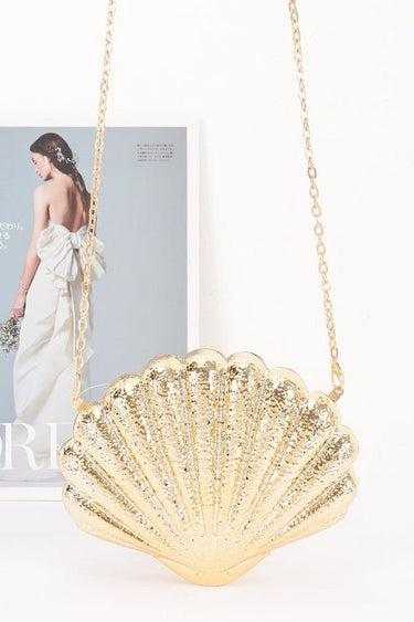 Seaside Glam Metallic Shell Clutch - Gold - Palazzo Couture Online