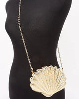 Seaside Glam Metallic Shell Clutch - Gold - trendy women's bag