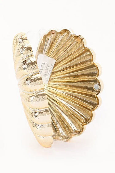 Seaside Glam Metallic Shell Clutch - Gold - stylish purse for going out