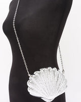 Seaside Glam Metallic Shell Clutch - Silver - Palazzo Couture Online