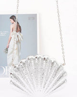 Seaside Glam Metallic Shell Clutch - Silver - Palazzo Couture Online