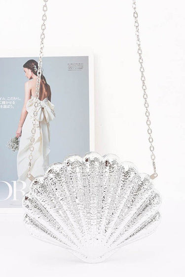 Seaside Glam Metallic Shell Clutch - Silver - Palazzo Couture Online