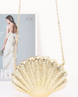 Seaside Glam Metallic Shell Clutch - Gold for women - bag by Palazzo Couture