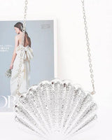 Seaside Glam Metallic Shell Clutch - Silver for women - bag by Palazzo Couture