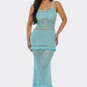 Women's Baby Blue maxi dress crochet style back view