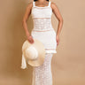 Seaside Serenity Crochet Maxi Dress - White front view showing full-length maxi silhouette
