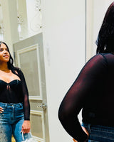 Seductress Mesh Corset Top - Black - Palazzo Couture Online