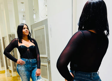 Seductress Mesh Corset Top - Black - Palazzo Couture Online