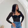 Seductress Mesh Corset Top - Black - Palazzo Couture Online