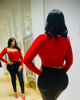 Seductress Mesh Corset Top - Red - Palazzo Couture Online