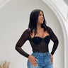 Seductress Mesh Corset Top - Black - front view