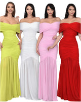 Women's Baby Pink maxi dress draped style back view