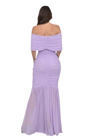 Seraphina Draped Elegance Gown Maxi Dress - Baby Pink close up detail of draped design and fabric