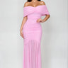 Seraphina Draped Elegance Gown Maxi Dress - Baby Pink front view showing full-length maxi silhouette