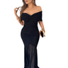 Seraphina Draped Elegance Gown Maxi Dress - Black front view showing full-length maxi silhouette