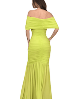 Seraphina Draped Elegance Gown Maxi Dress - Chartreuse - Palazzo Couture Online