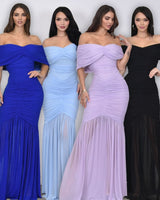 Seraphina Draped Elegance Gown Maxi Dress - Lavender - Palazzo Couture Online