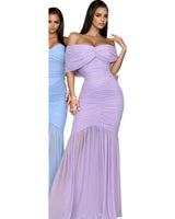 Seraphina Draped Elegance Gown Maxi Dress - Lavender - Palazzo Couture Online