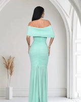 Women's Mint maxi dress draped style back view