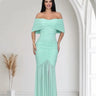 Seraphina Draped Elegance Gown Maxi Dress - Mint front view showing full-length maxi silhouette