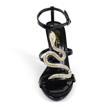 Serpentina Melissa Crystal Stiletto Heels Black - Palazzo Couture Online