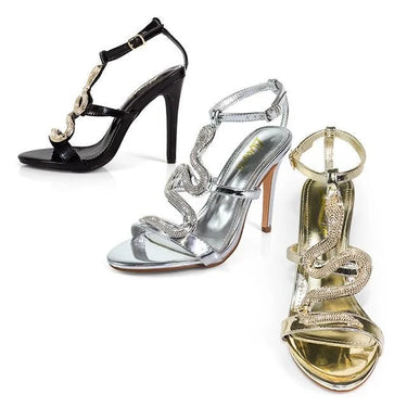 Serpentina Melissa Crystal Stiletto Heels Black - elegant heels for going out and events