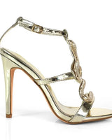 Serpentina Melissa Crystal Stiletto Heels Gold - women's statement party shoes