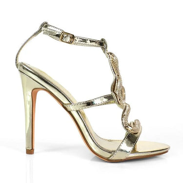 Serpentina Melissa Crystal Stiletto Heels Gold - women's statement party shoes