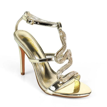 Serpentina Melissa Crystal Stiletto Heels Gold for women - stylish heels by Palazzo Couture