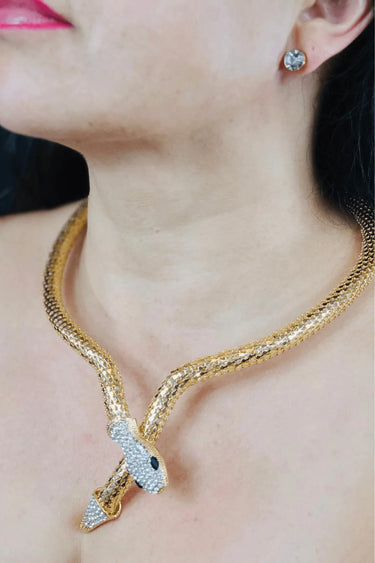 Serpentine Allure Necklace Set (Gold) for women - fashion jewelry by Palazzo Couture