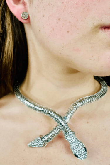 Serpentine Allure Necklace Set (Silver) for women - fashion jewelry by Palazzo Couture