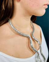 Serpentine Crystal Necklace Set(Silver) - Palazzo Couture Online
