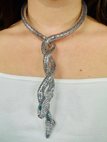 Serpentine Crystal 
Necklace Set(Silver) - chic women's accessory