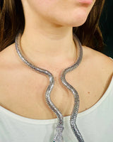 Serpentine Crystal 
Necklace Set(Silver) - trendy women's jewelry