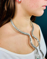 Serpentine Crystal 
Necklace Set(Silver) - women's statement jewelry
