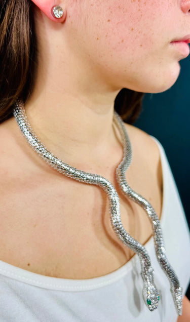 Serpentine Crystal 
Necklace Set(Silver) - stylish accessory for every outfit