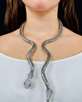 Serpentine Crystal 
Necklace Set(Silver) - elegant piece by Palazzo Couture