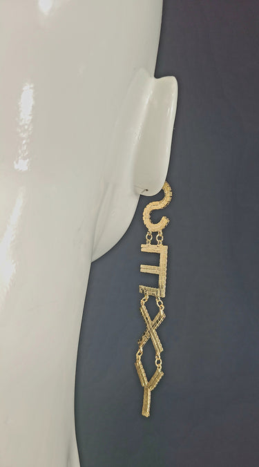 SexyGold Dangle Earrings (Gold) - Palazzo Couture Online